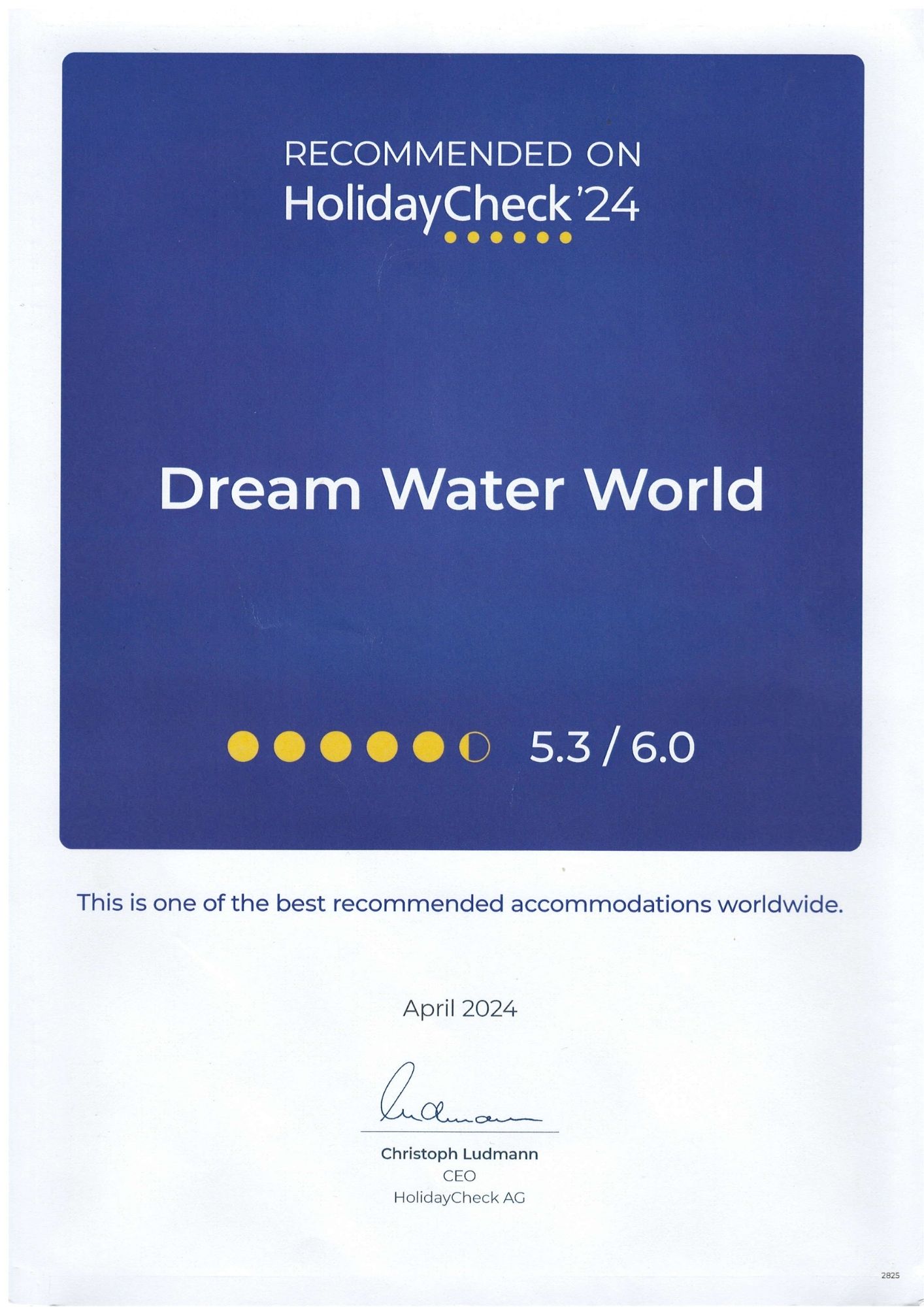 Recommended on HolidayCheck'24 Zertifikat